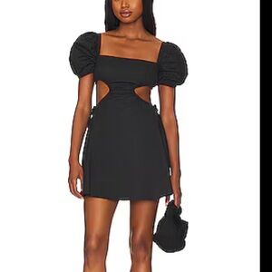 Revolve Elegant Black Puff Sleeve Dress